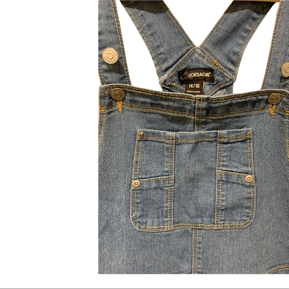 VINTAGE Y2K JORDACHE MEDIUM WASH BLUE DENIM LONG OVERALLS - Picture 8 of 16